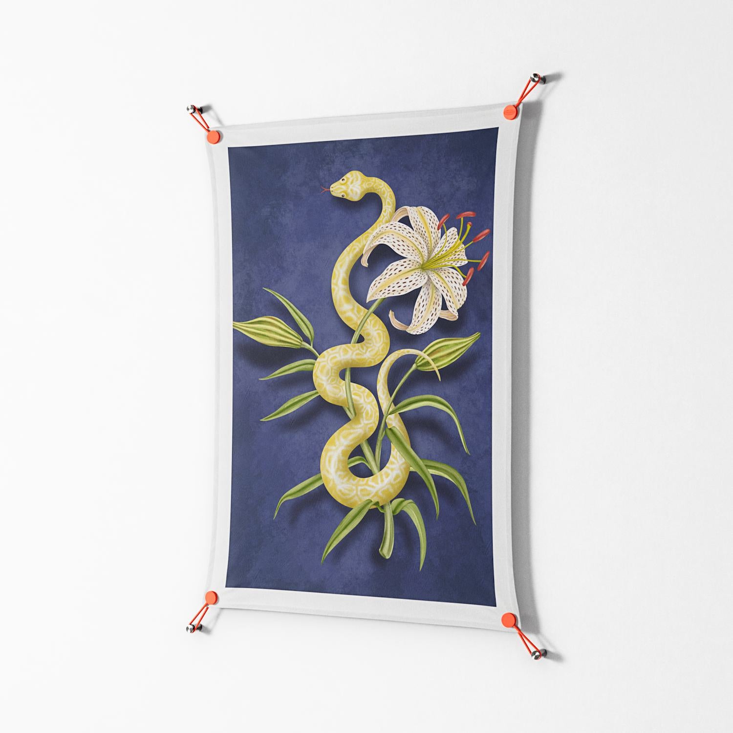 Snake Tigerlily - Work On Wall - Amy Suther - Orange - 70 x 100 cm