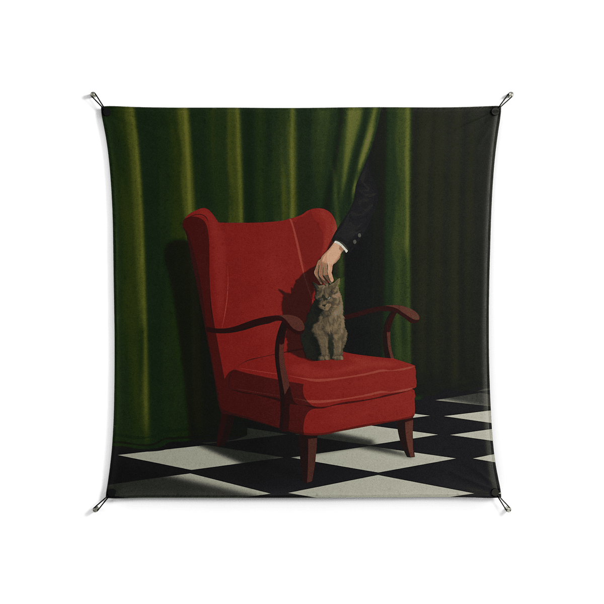 The Man Behind The Curtain - Work On Wall - Kristin Eriksson - Black - 140 x 140 cm