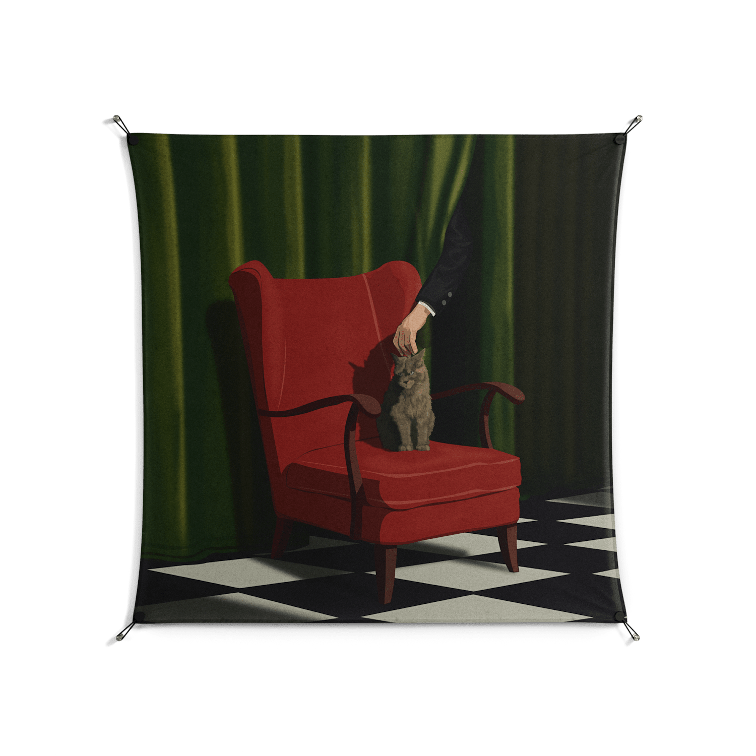 The Man Behind The Curtain - Work On Wall - Kristin Eriksson - Black - 140 x 140 cm