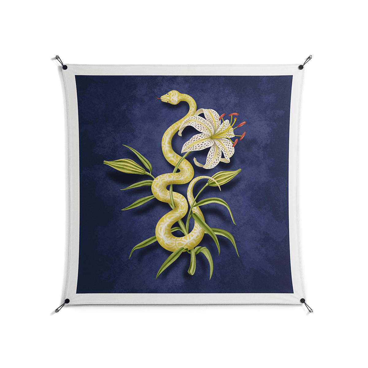Snake Tigerlily - Work On Wall - Amy Suther - Black - 140 x 140 cm