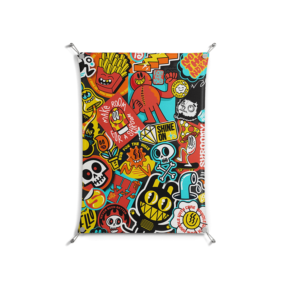 All The Stickers - Work On Wall - Craig Watkins - Silver - 70 x 100 cm