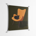 Cat in Chair A - Work On Wall - Kristin Eriksson - Silver - 90 x 90 cm