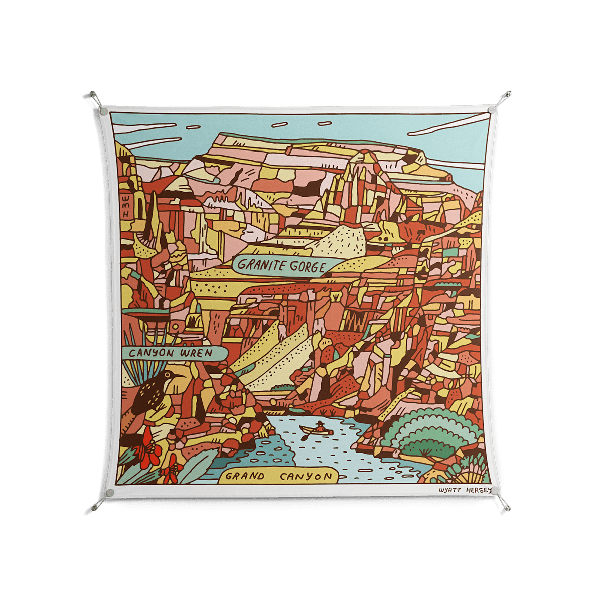 Grand Canyon - Work On Wall - Wyatt Hersey - Silver - 140 x 140 cm