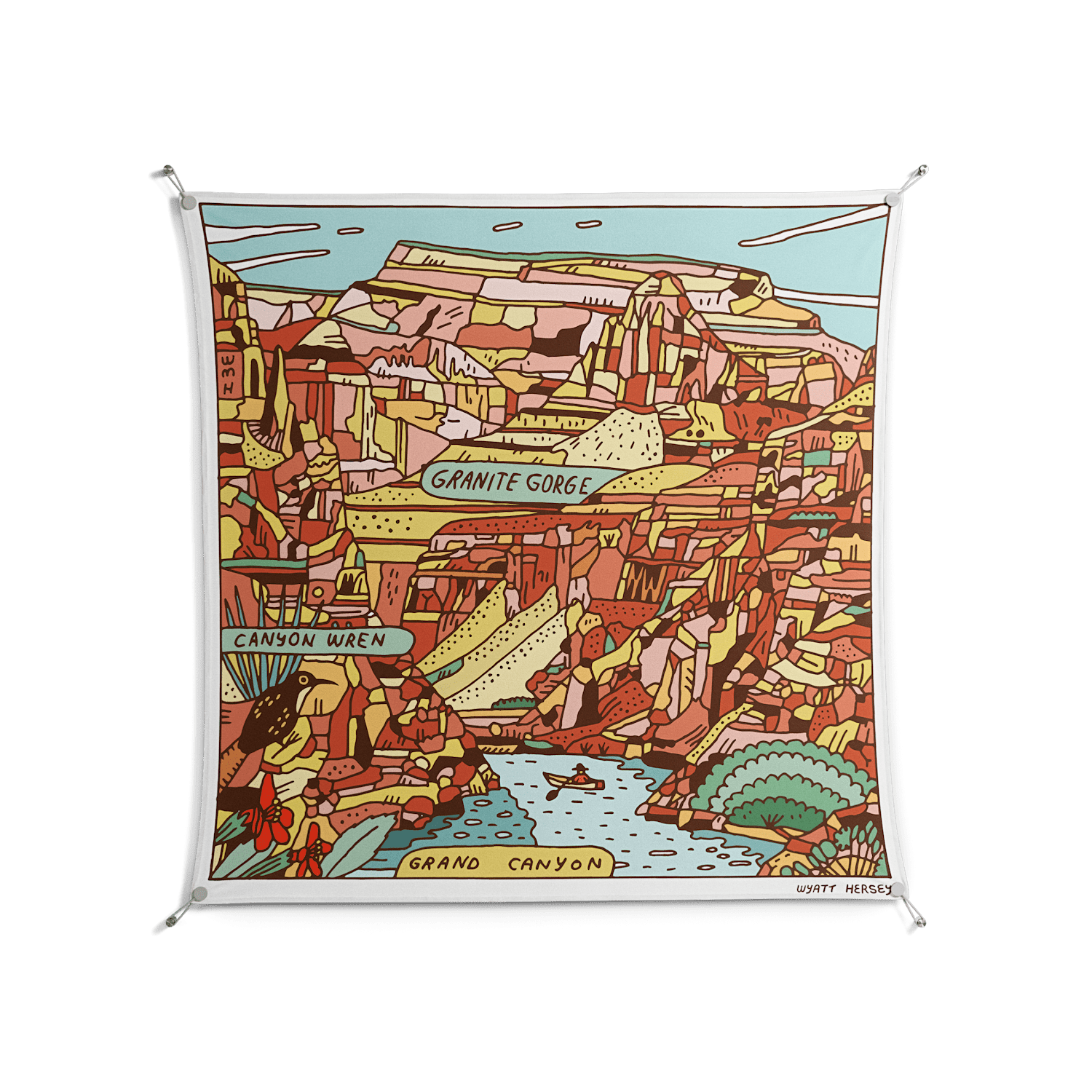 Grand Canyon - Work On Wall - Wyatt Hersey - Silver - 140 x 140 cm