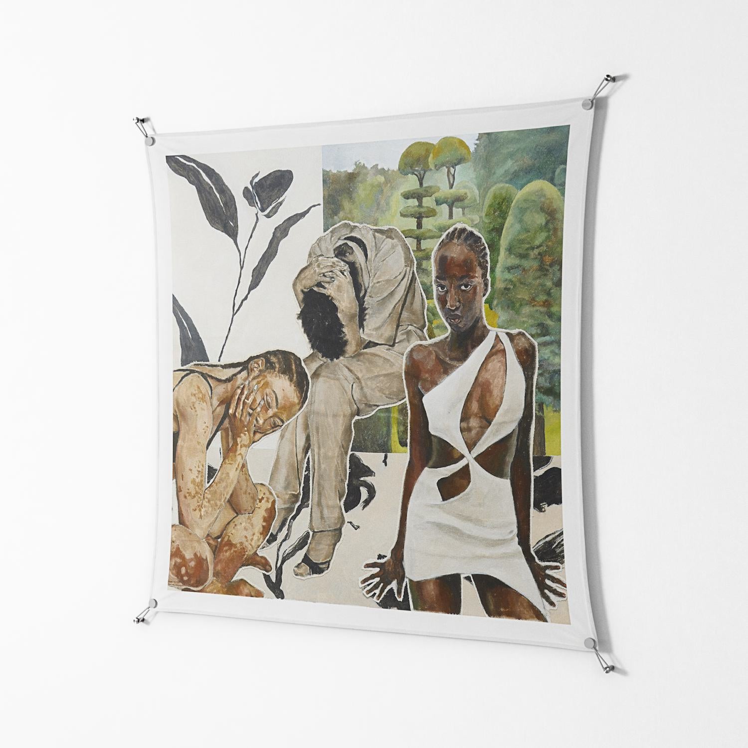 As The Rain Falls - Work On Wall - Sophie Goudman - Silver - 140 x 140 cm