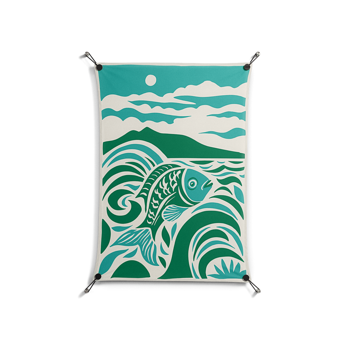 Leaping Fish - Work On Wall - Amy Suther - Black - 70 x 100 cm