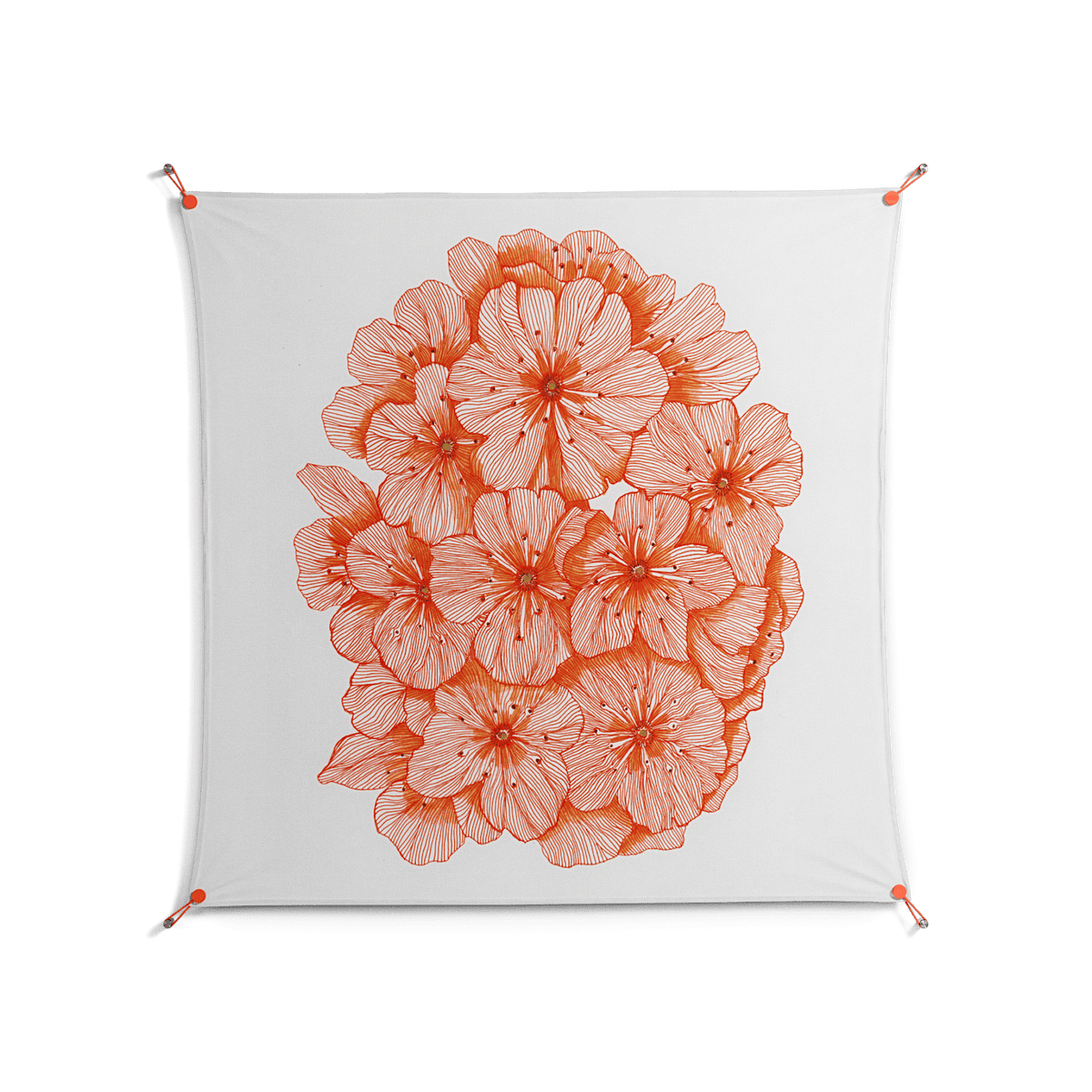 Orange Flowers 1 - Work On Wall - Katie O’Shea - Orange - 140 x 140 cm