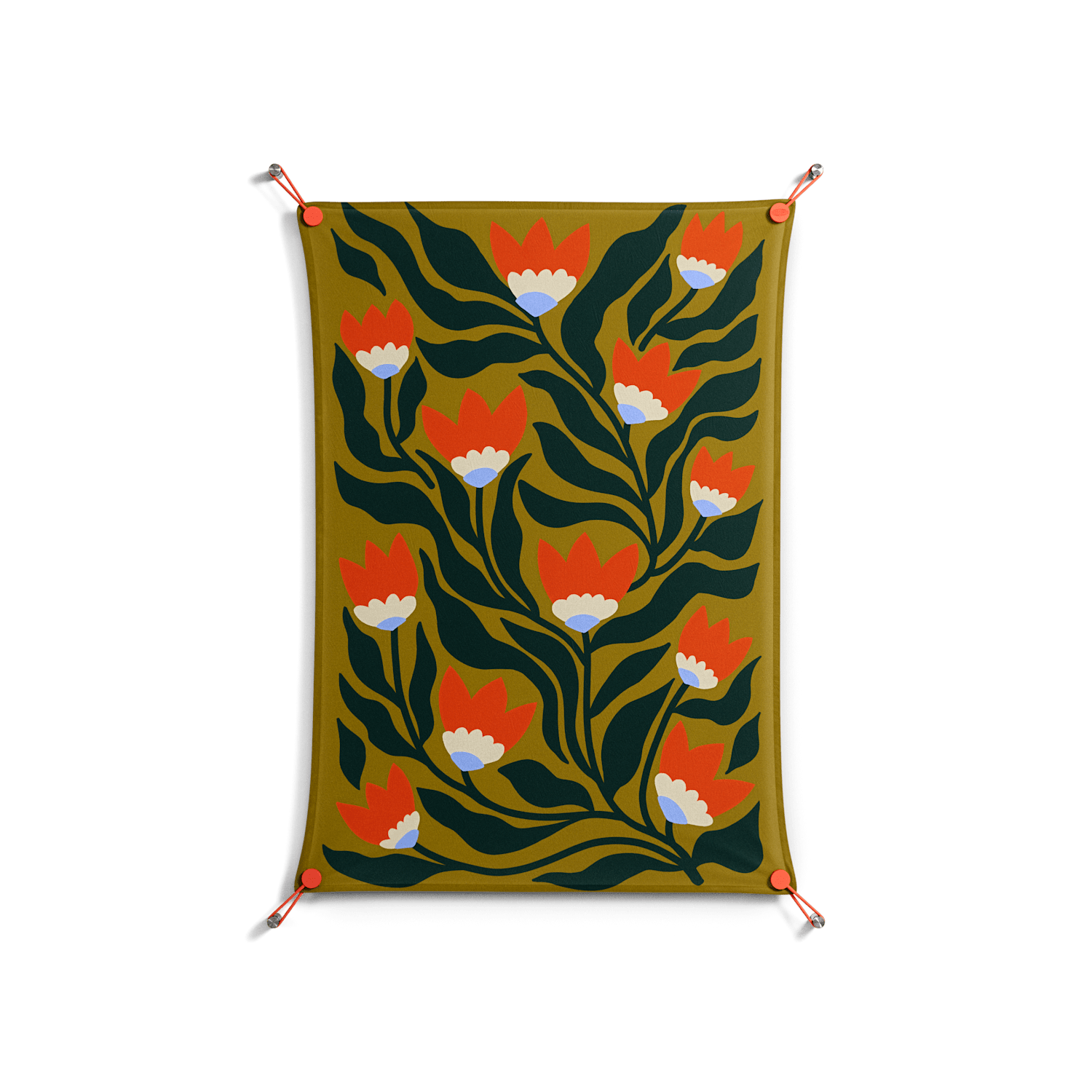 Blooming Folk Garden - Work On Wall - Sandra Hutter - Orange - 70 x 100 cm