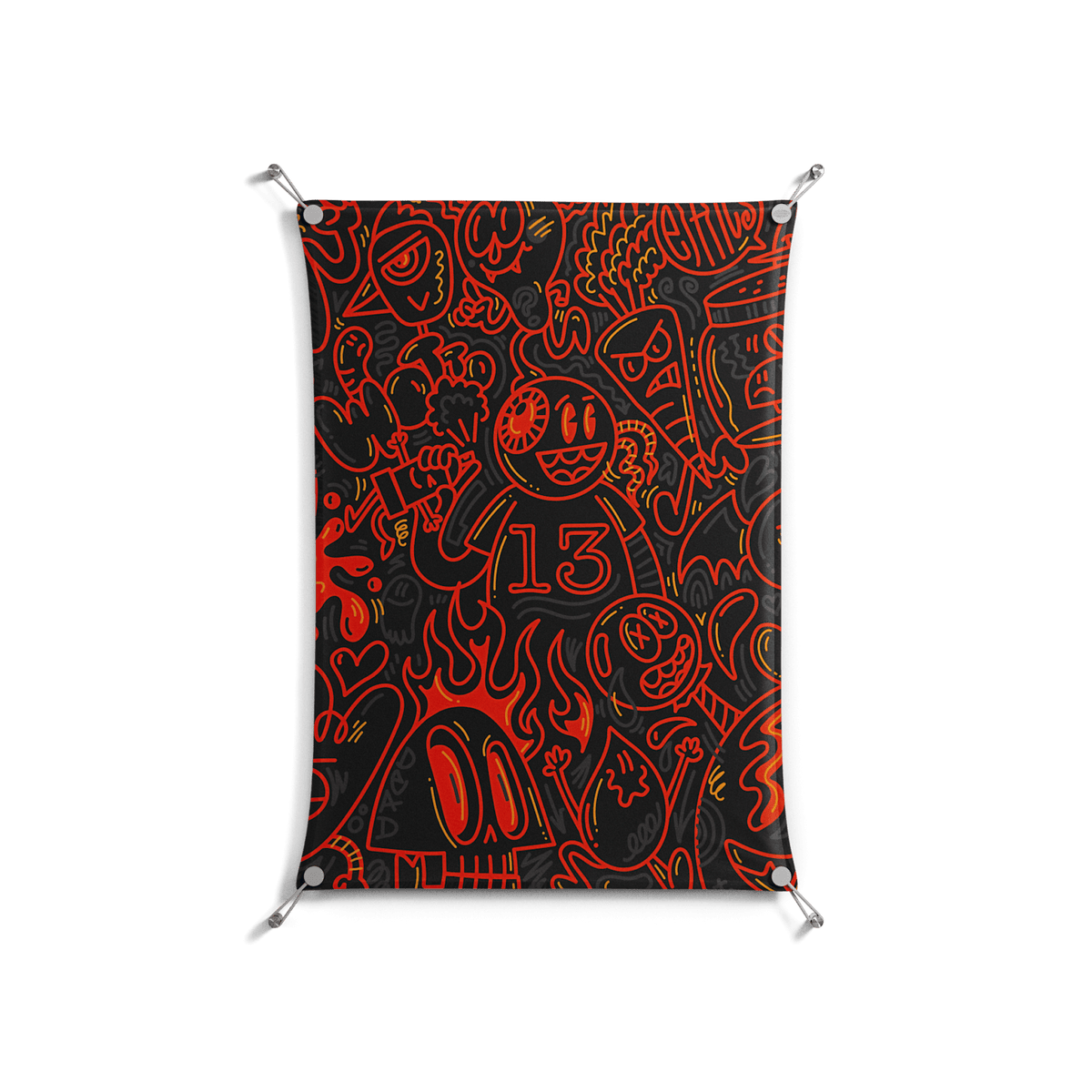 Wottosque Red - Work On Wall - Craig Watkins - Silver - 70 x 100 cm