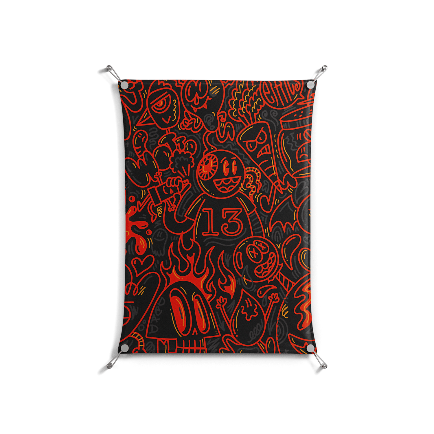 Wottosque Red - Work On Wall - Craig Watkins - Silver - 70 x 100 cm
