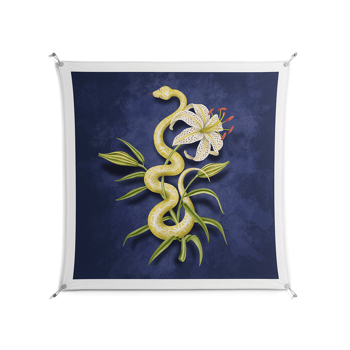 Snake Tigerlily - Work On Wall - Amy Suther - Silver - 140 x 140 cm
