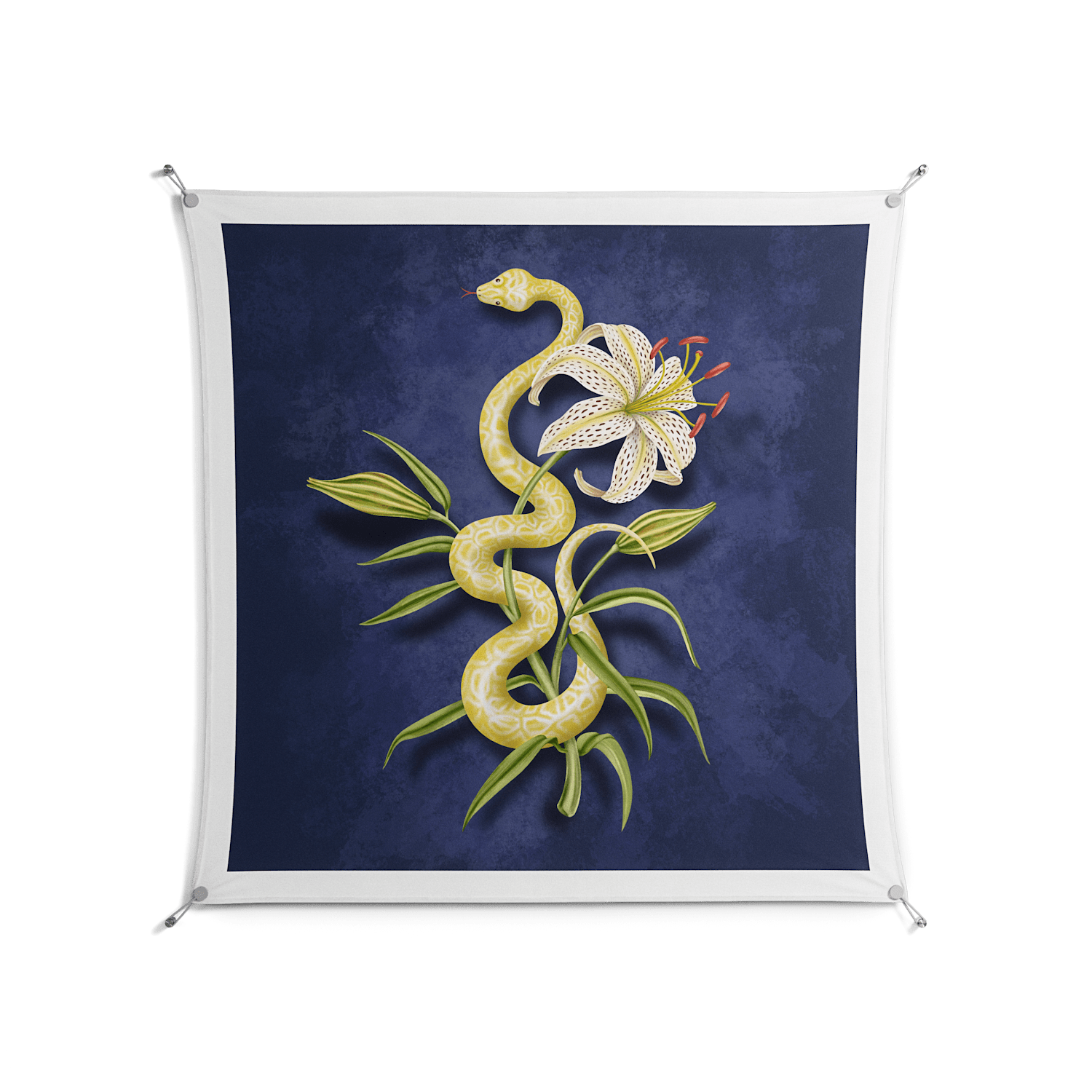 Snake Tigerlily - Work On Wall - Amy Suther - Silver - 140 x 140 cm