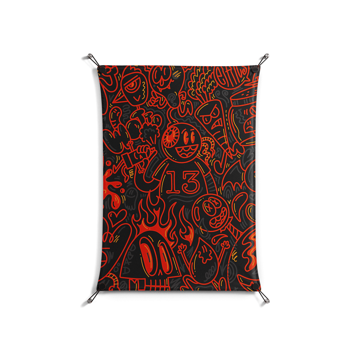 Wottosque Red - Work On Wall - Craig Watkins - Black - 70 x 100 cm