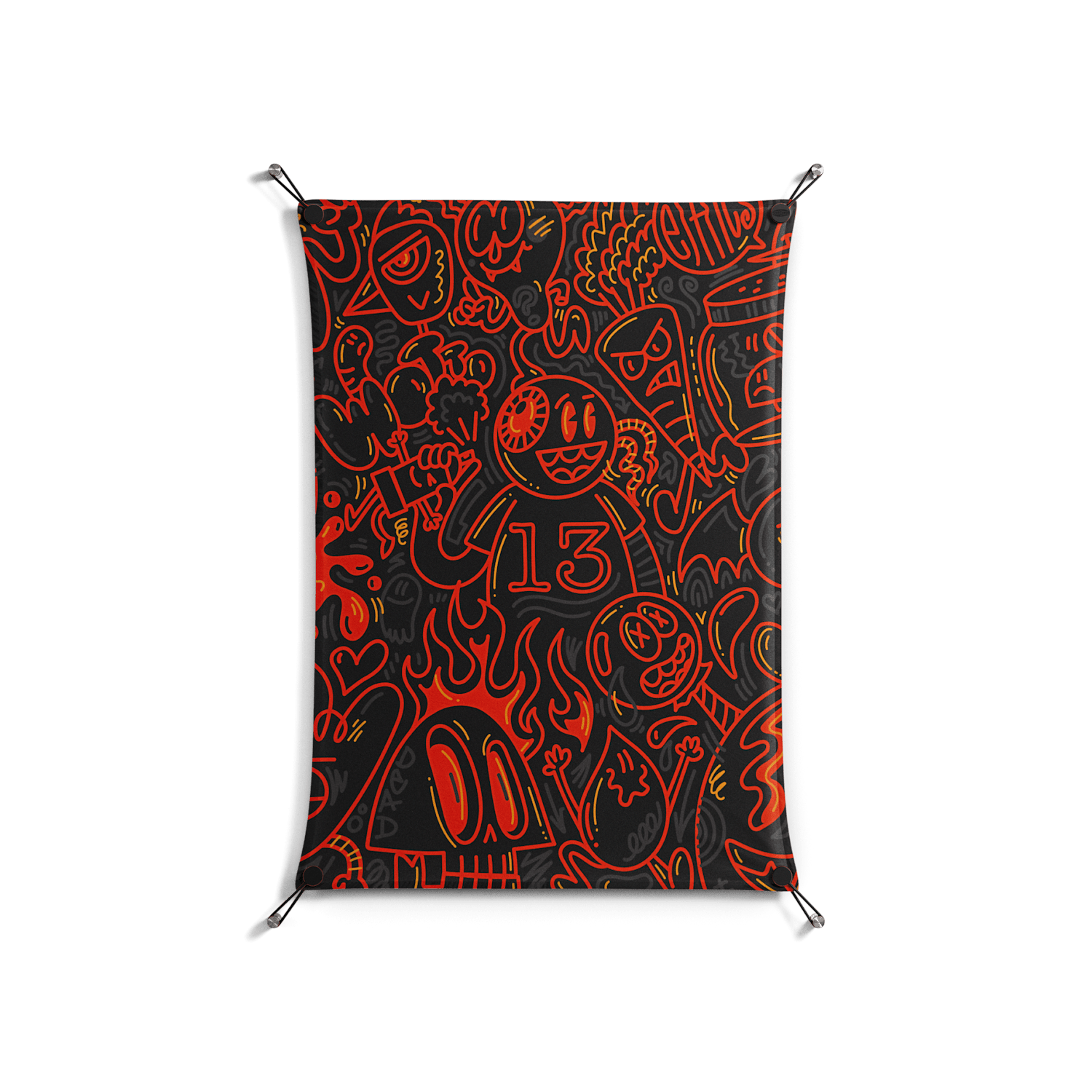 Wottosque Red - Work On Wall - Craig Watkins - Black - 70 x 100 cm