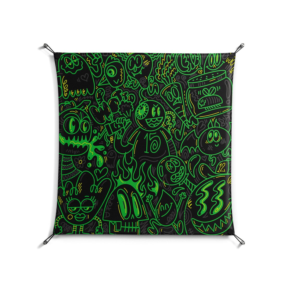 Wottosque Green - Work On Wall - Craig Watkins - Black - 90 x 90 cm