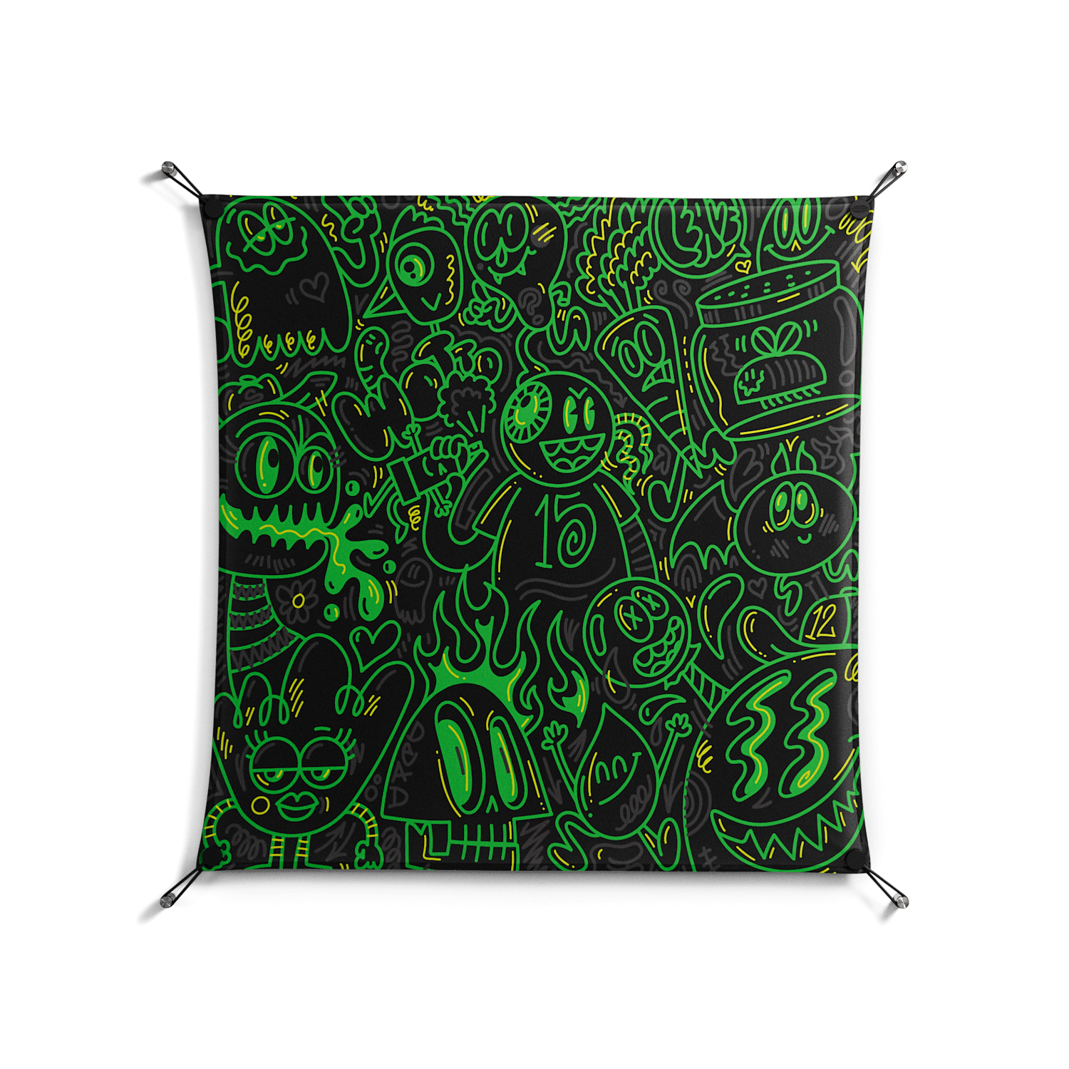 Wottosque Green - Work On Wall - Craig Watkins - Black - 90 x 90 cm