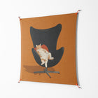 Cat in Chair B - Work On Wall - Kristin Eriksson - Orange - 140 x 140 cm