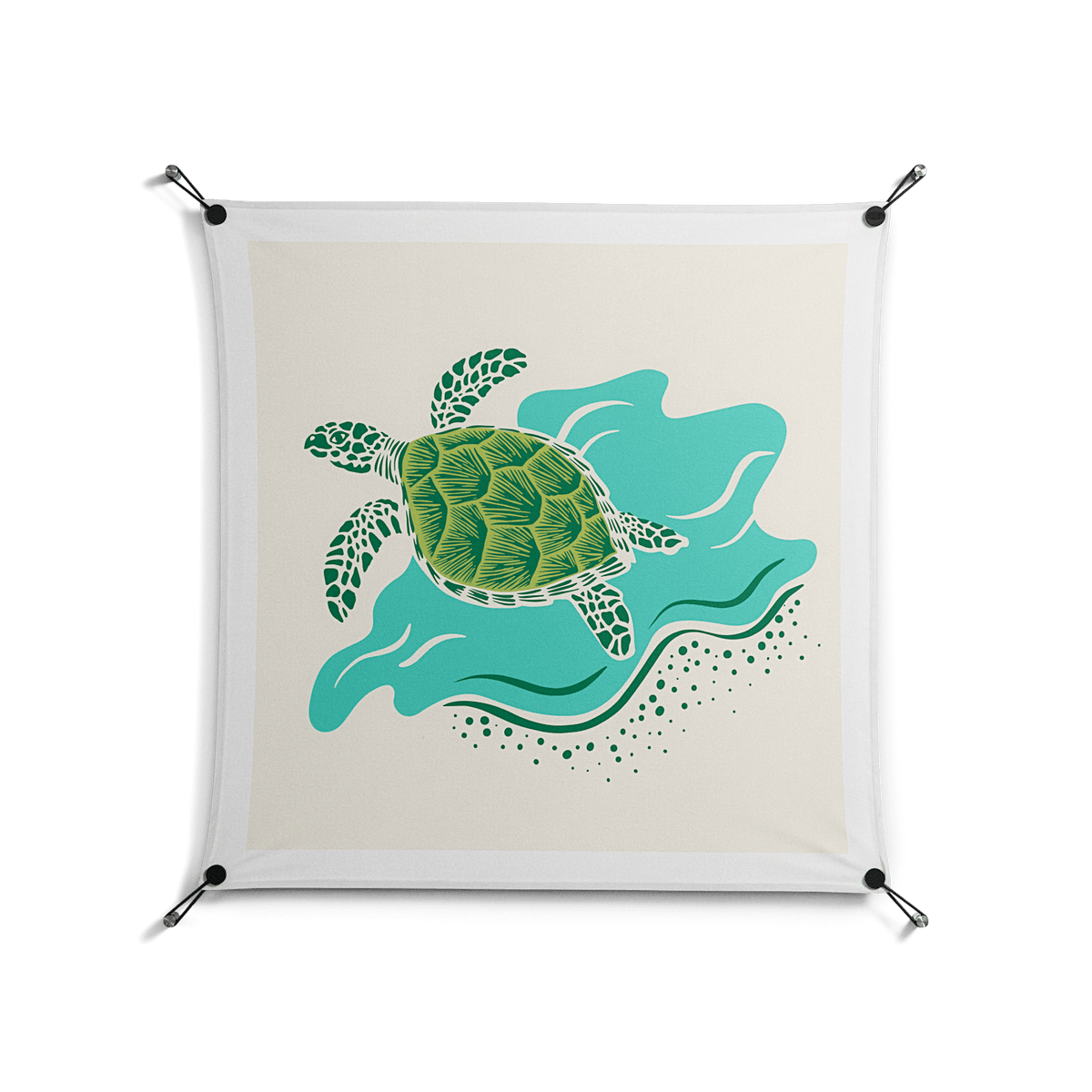 Sea Turtle - Work On Wall - Amy Suther - Black - 90 x 90 cm