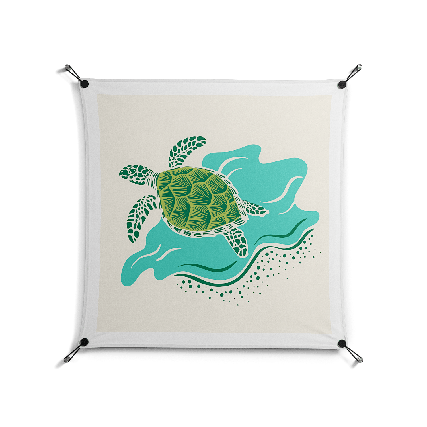 Sea Turtle - Work On Wall - Amy Suther - Black - 90 x 90 cm