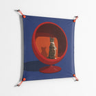 Cat in Chair C - Work On Wall - Kristin Eriksson - Orange - 70 x 70 cm