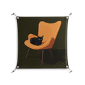 Cat in Chair A - Work On Wall - Kristin Eriksson - Silver - 70 x 70 cm