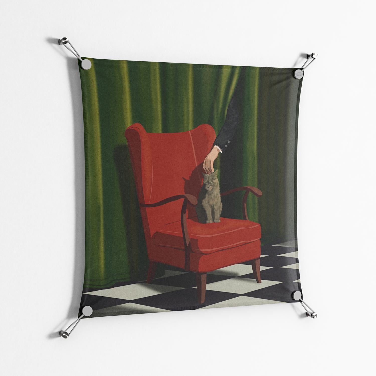 The Man Behind The Curtain - Work On Wall - Kristin Eriksson - Silver - 70 x 70 cm