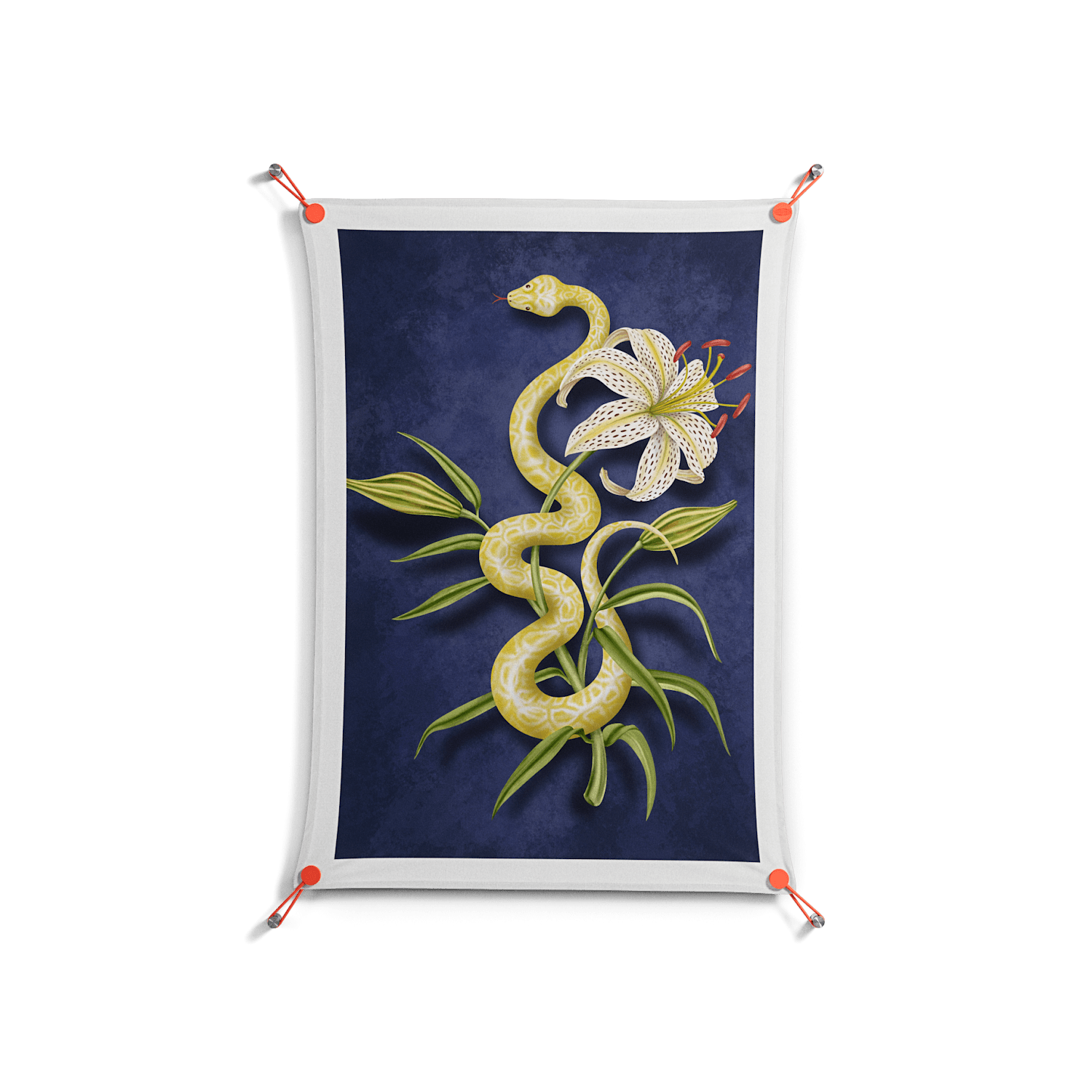 Snake Tigerlily - Work On Wall - Amy Suther - Orange - 70 x 100 cm