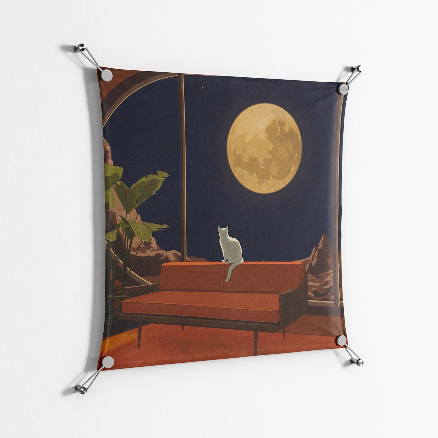 Kitty With A View - Work On Wall - Kristin Eriksson - Silver - 70 x 70 cm