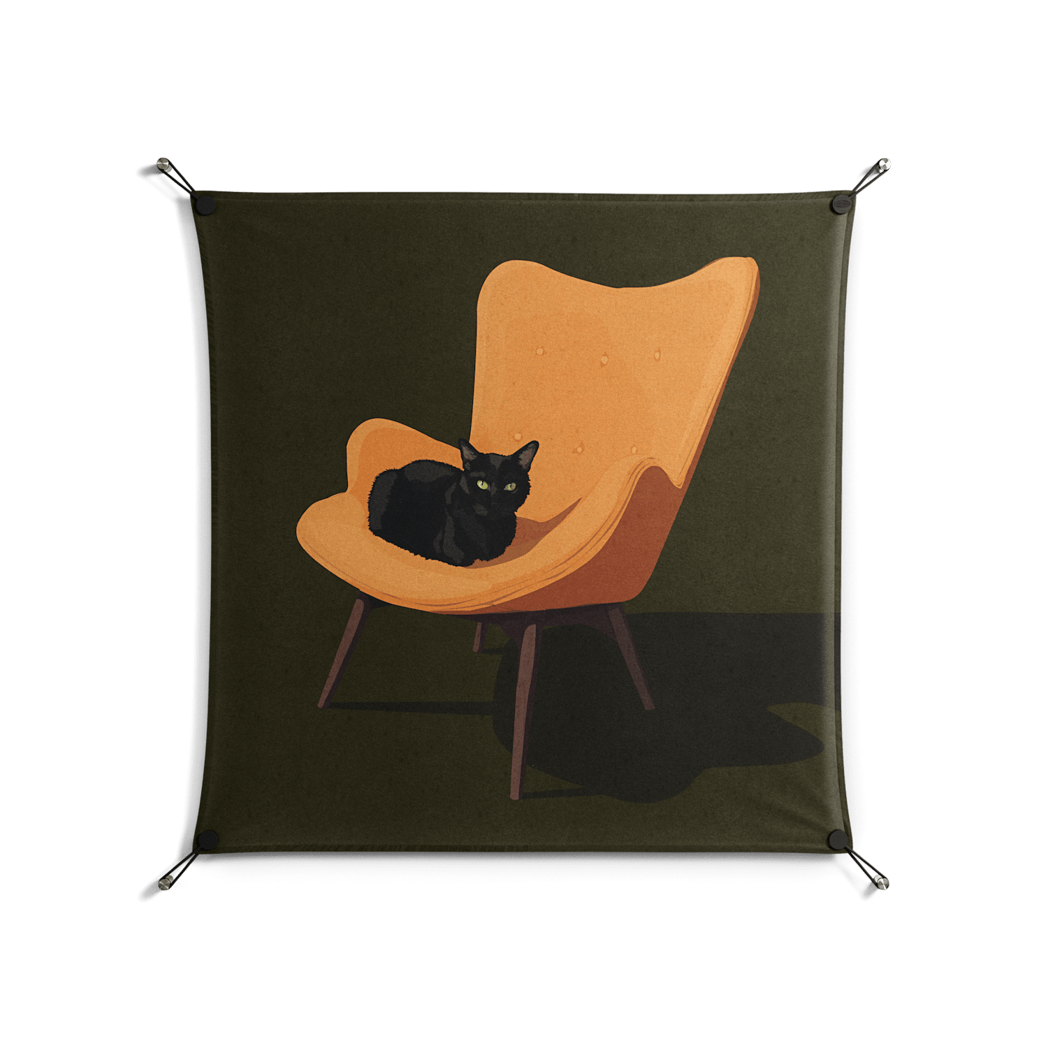 Cat in Chair A - Work On Wall - Kristin Eriksson - Black - 90 x 90 cm