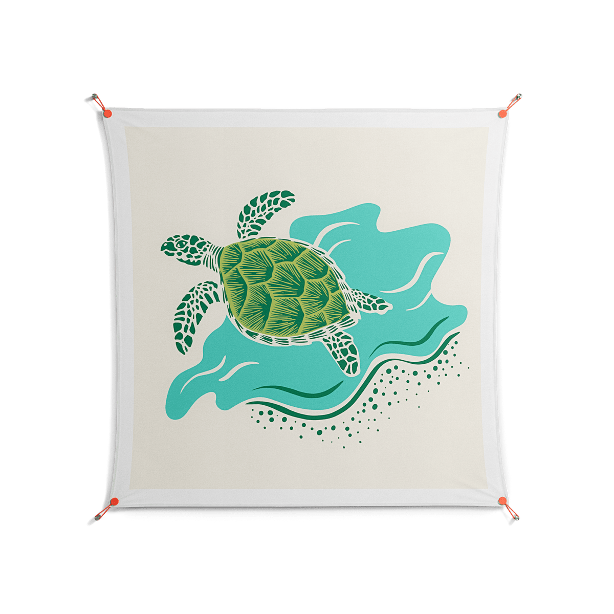 Sea Turtle - Work On Wall - Amy Suther - Orange - 140 x 140 cm