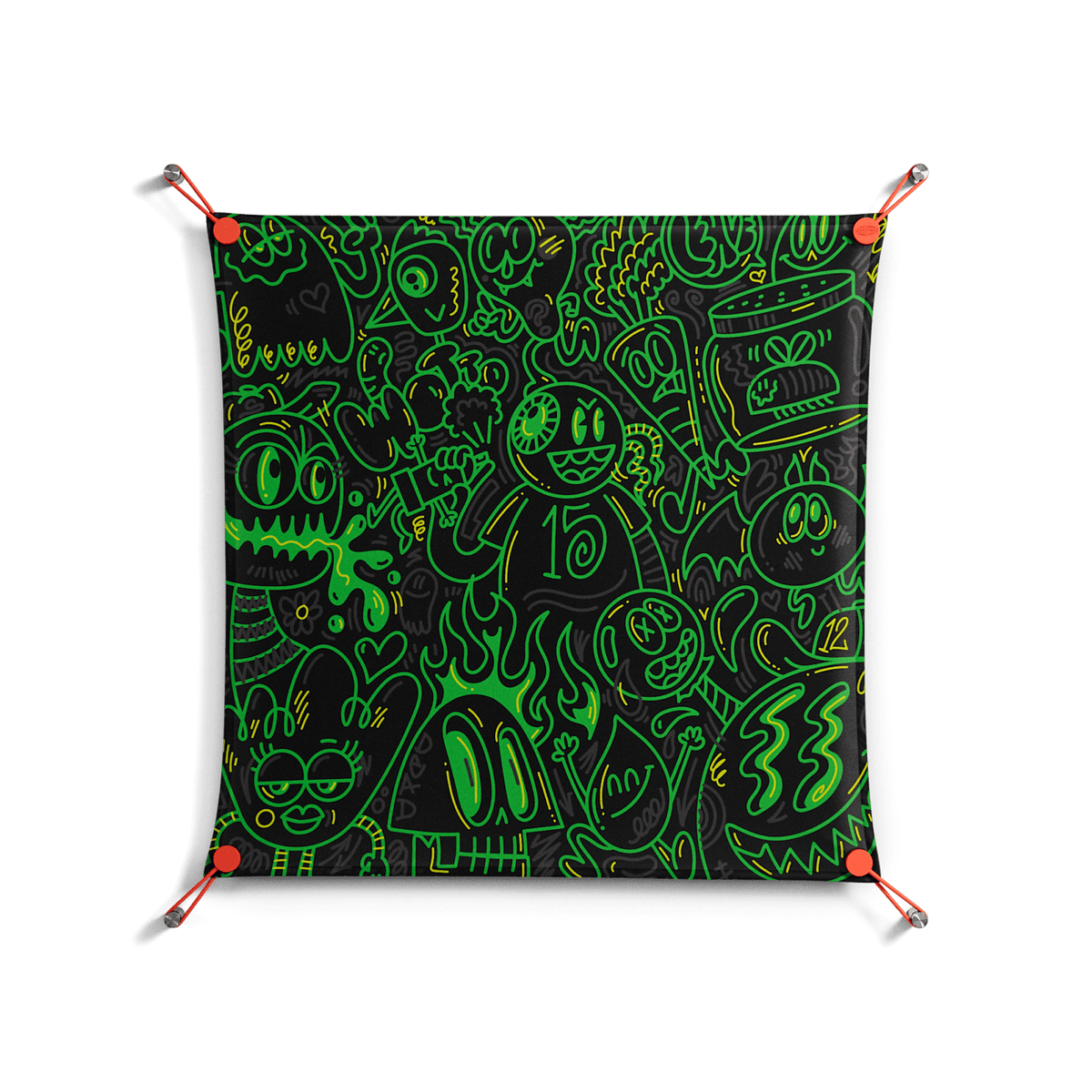 Wottosque Green - Work On Wall - Craig Watkins - Orange - 70 x 70 cm