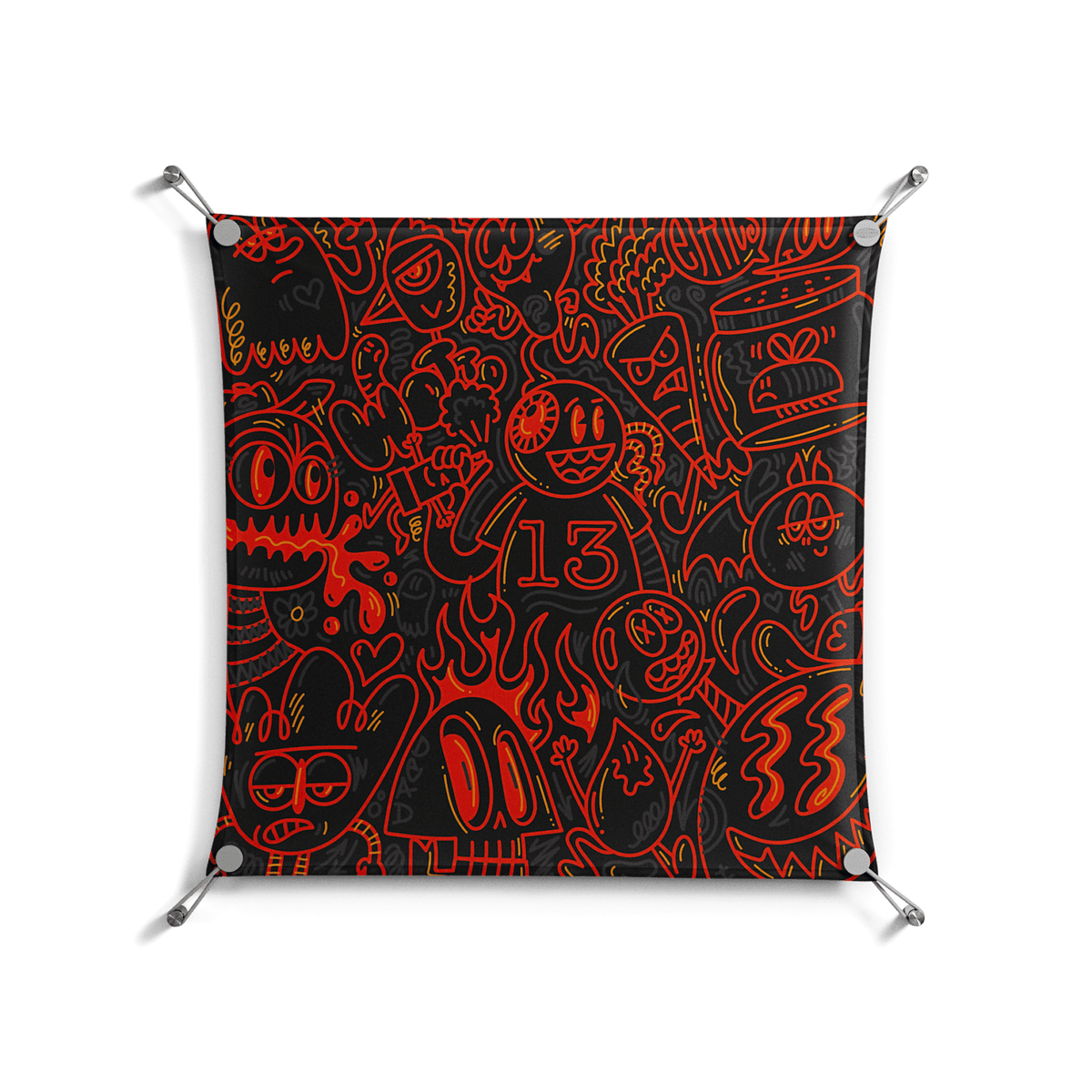 Wottosque Red - Work On Wall - Craig Watkins - Silver - 70 x 70 cm