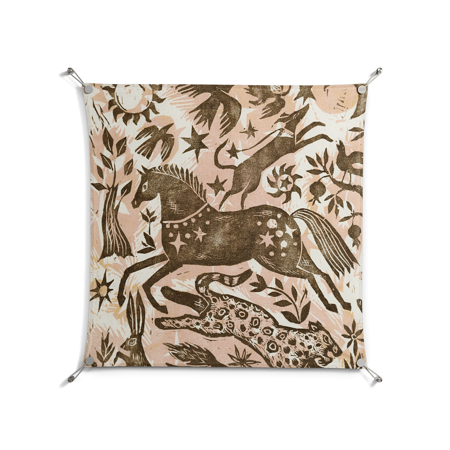 Delight Pink - Work On Wall - Diana Catchpole - Silver - 90 x 90 cm