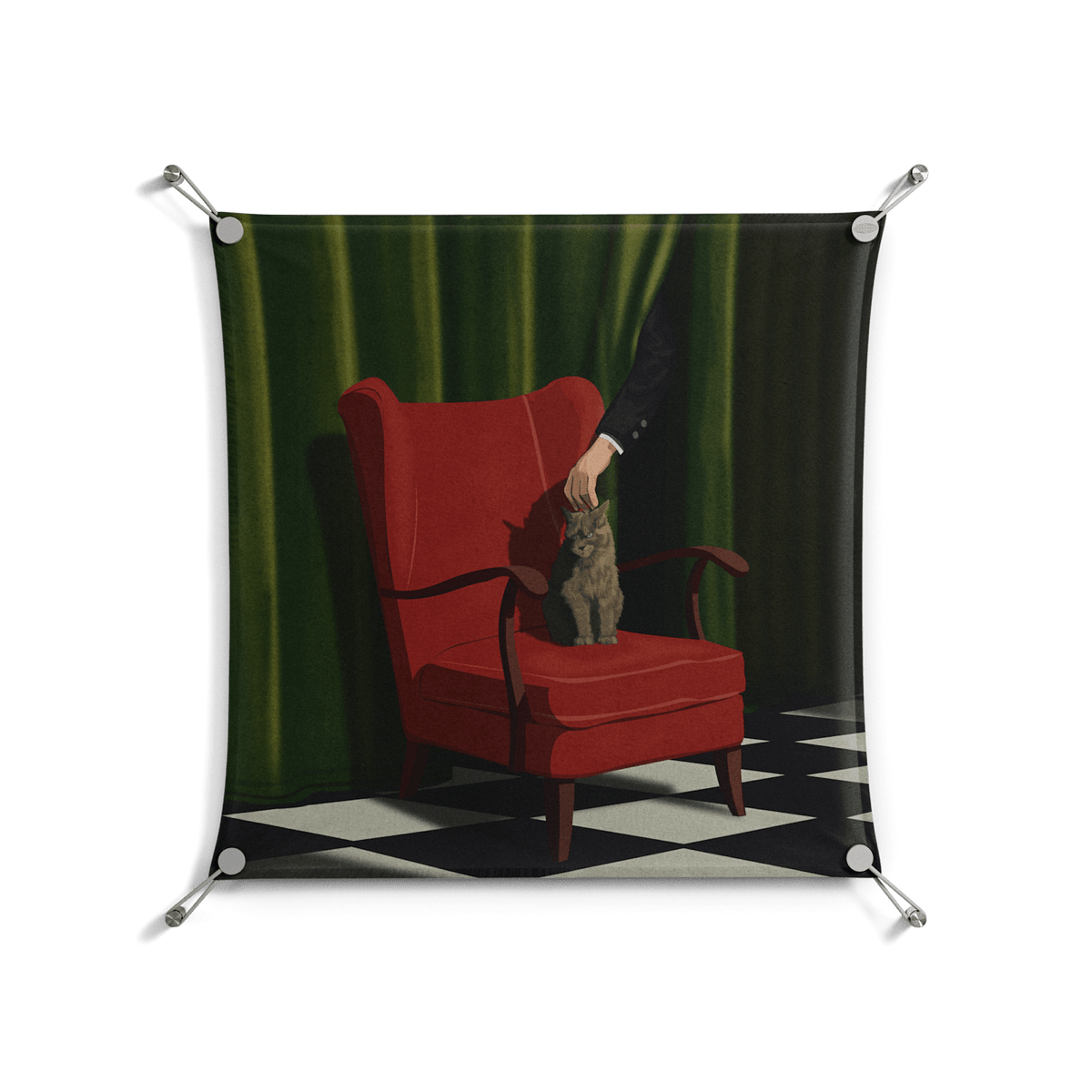 The Man Behind The Curtain - Work On Wall - Kristin Eriksson - Silver - 70 x 70 cm