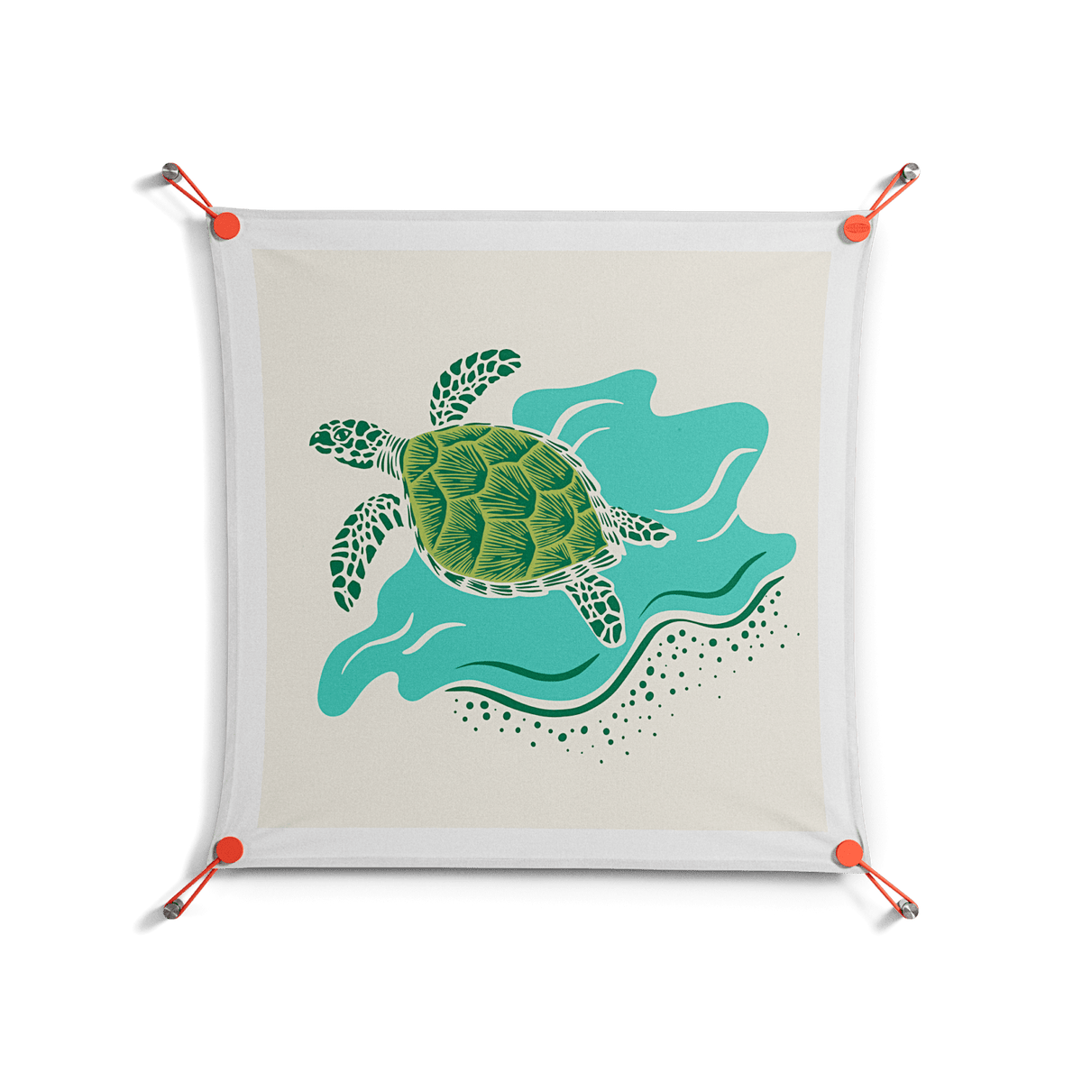 Sea Turtle - Work On Wall - Amy Suther - Orange - 70 x 70 cm