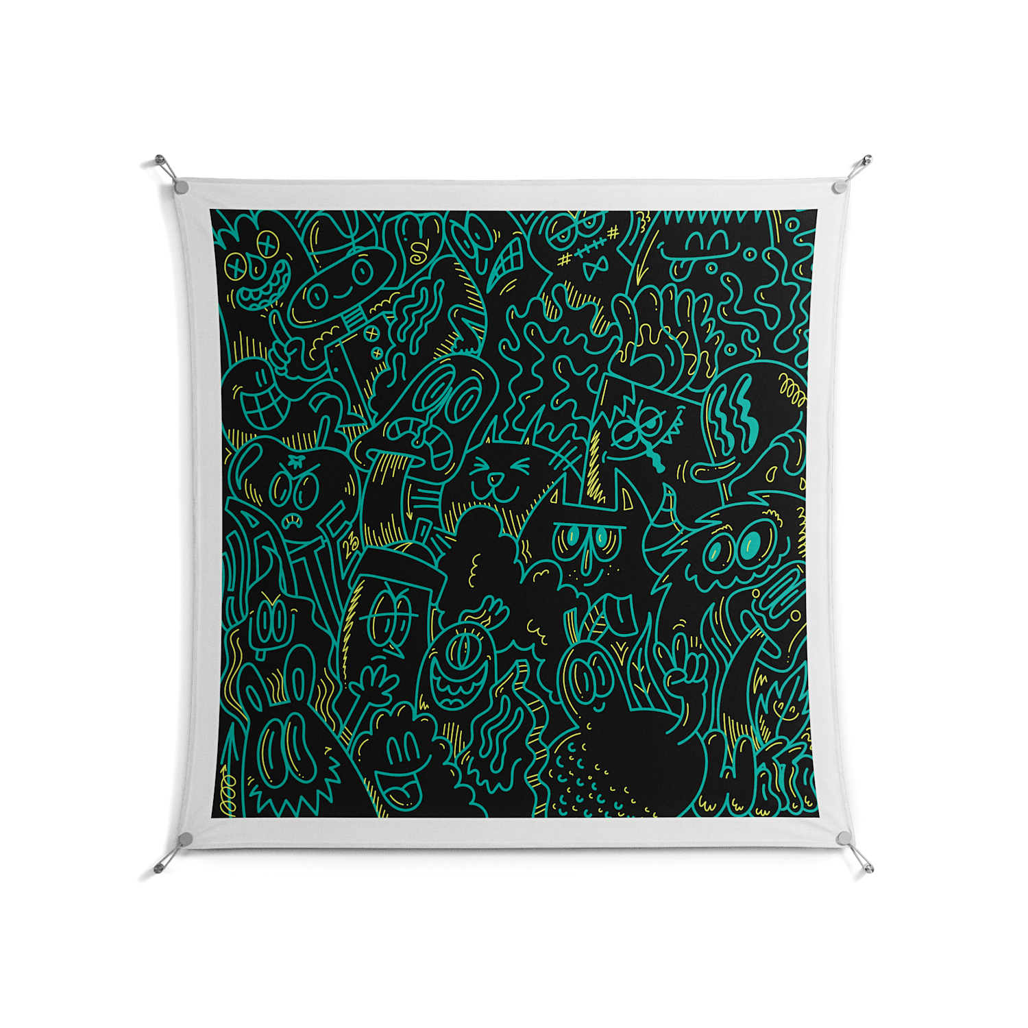 The Green Line - Work On Wall - Craig Watkins - Silver - 140 x 140 cm