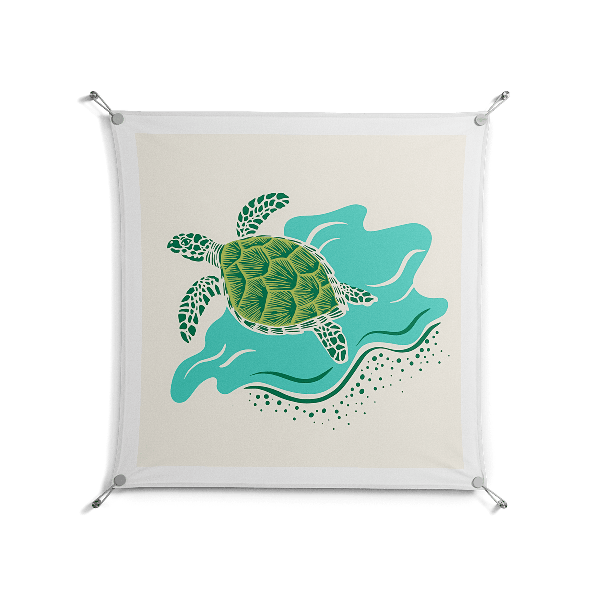 Sea Turtle - Work On Wall - Amy Suther - Silver - 90 x 90 cm