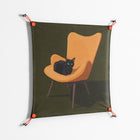 Cat in Chair A - Work On Wall - Kristin Eriksson - Orange - 70 x 70 cm