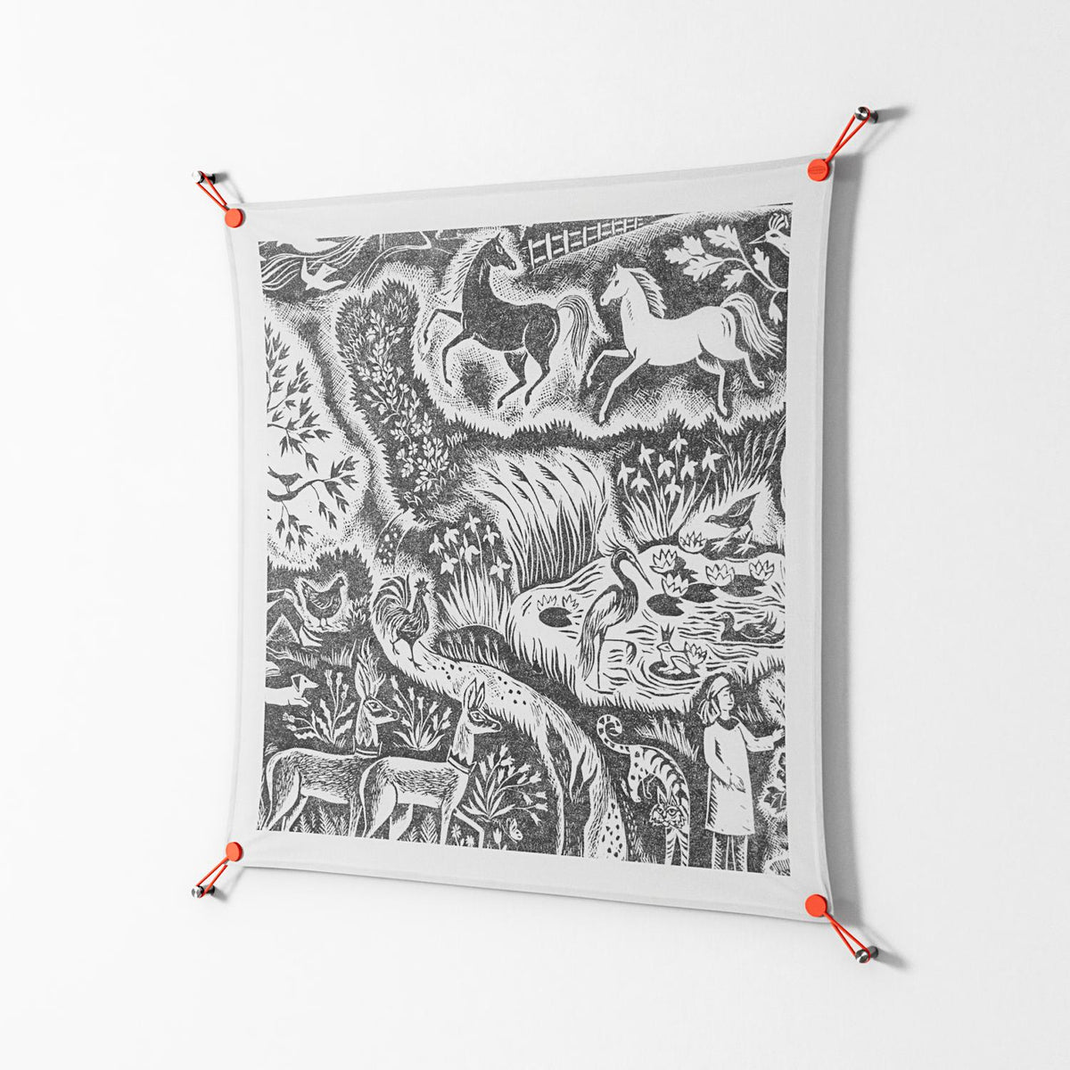 Flight Of Fancy 3 - Work On Wall - Diana Catchpole - Orange - 90 x 90 cm