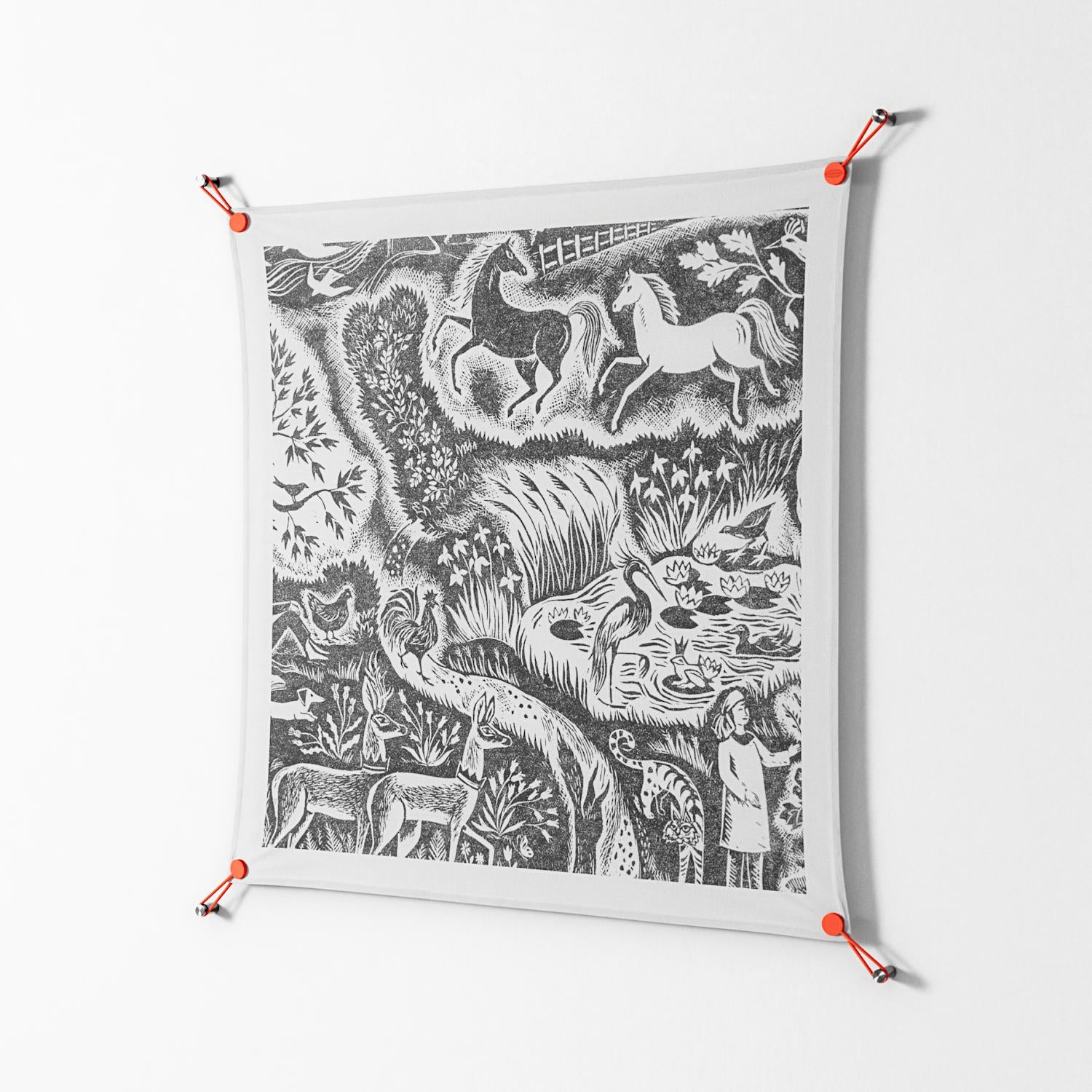 Flight Of Fancy 3 - Work On Wall - Diana Catchpole - Orange - 90 x 90 cm