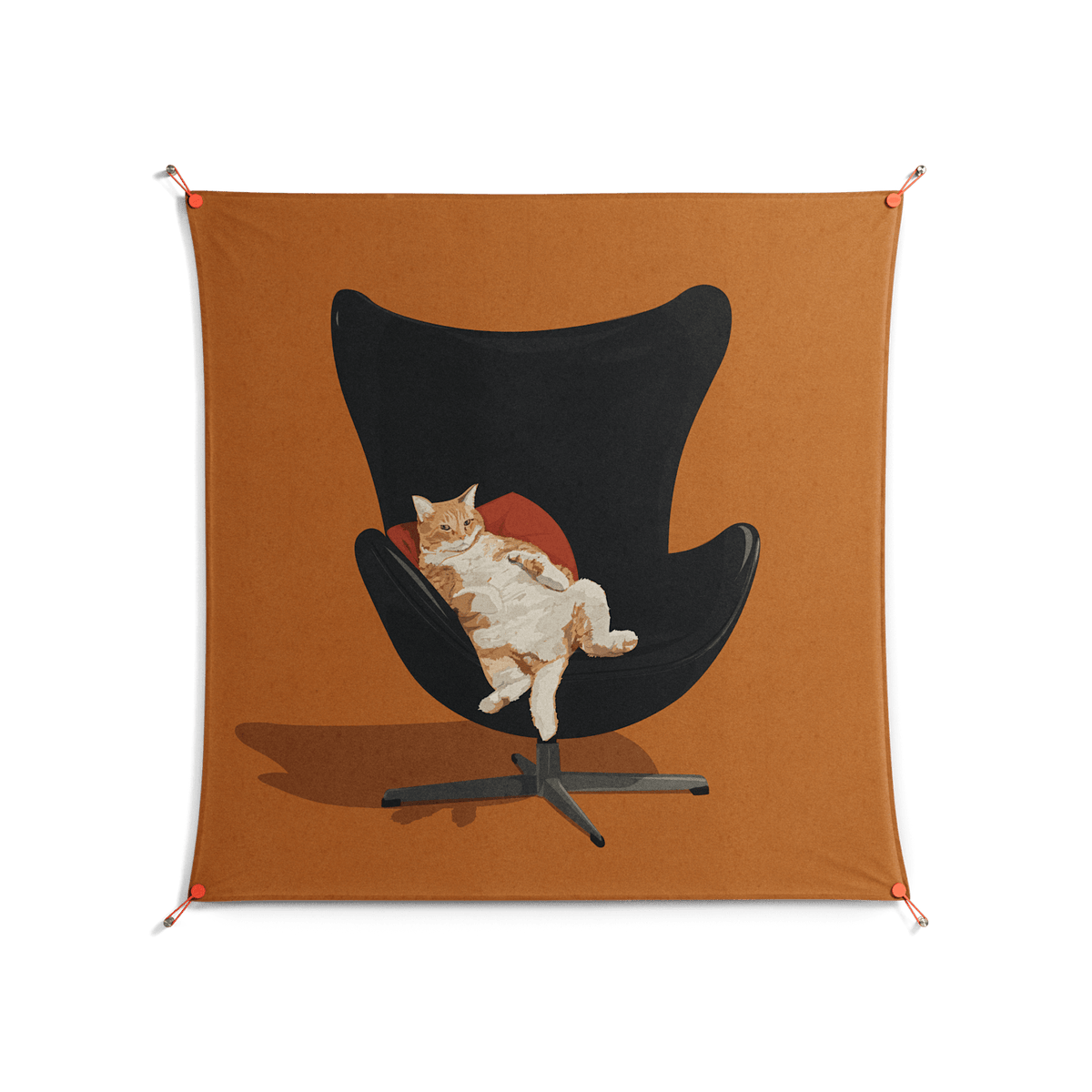 Cat in Chair B - Work On Wall - Kristin Eriksson - Orange - 140 x 140 cm