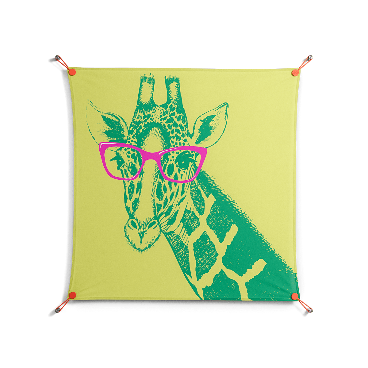Wise Giraffe - Work On Wall - Amy Suther - Orange - 90 x 90 cm
