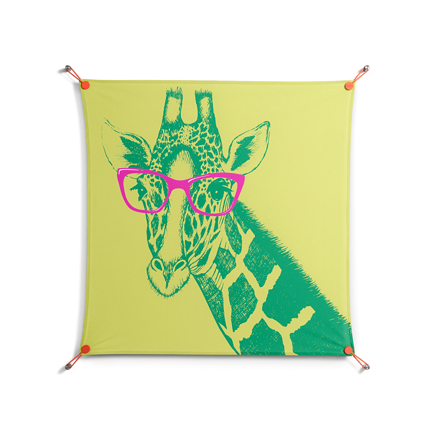 Wise Giraffe - Work On Wall - Amy Suther - Orange - 90 x 90 cm