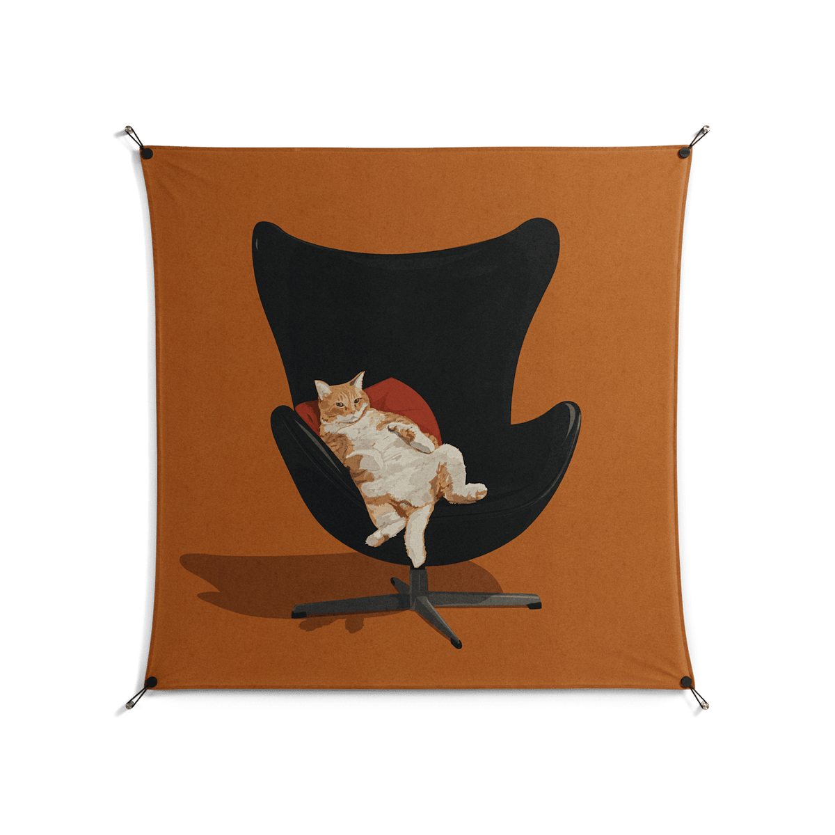 Cat in Chair B - Work On Wall - Kristin Eriksson - Black - 140 x 140 cm