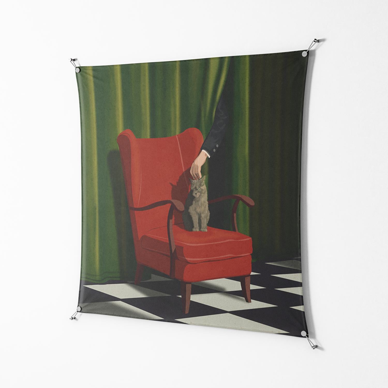 The Man Behind The Curtain - Work On Wall - Kristin Eriksson - Silver - 140 x 140 cm