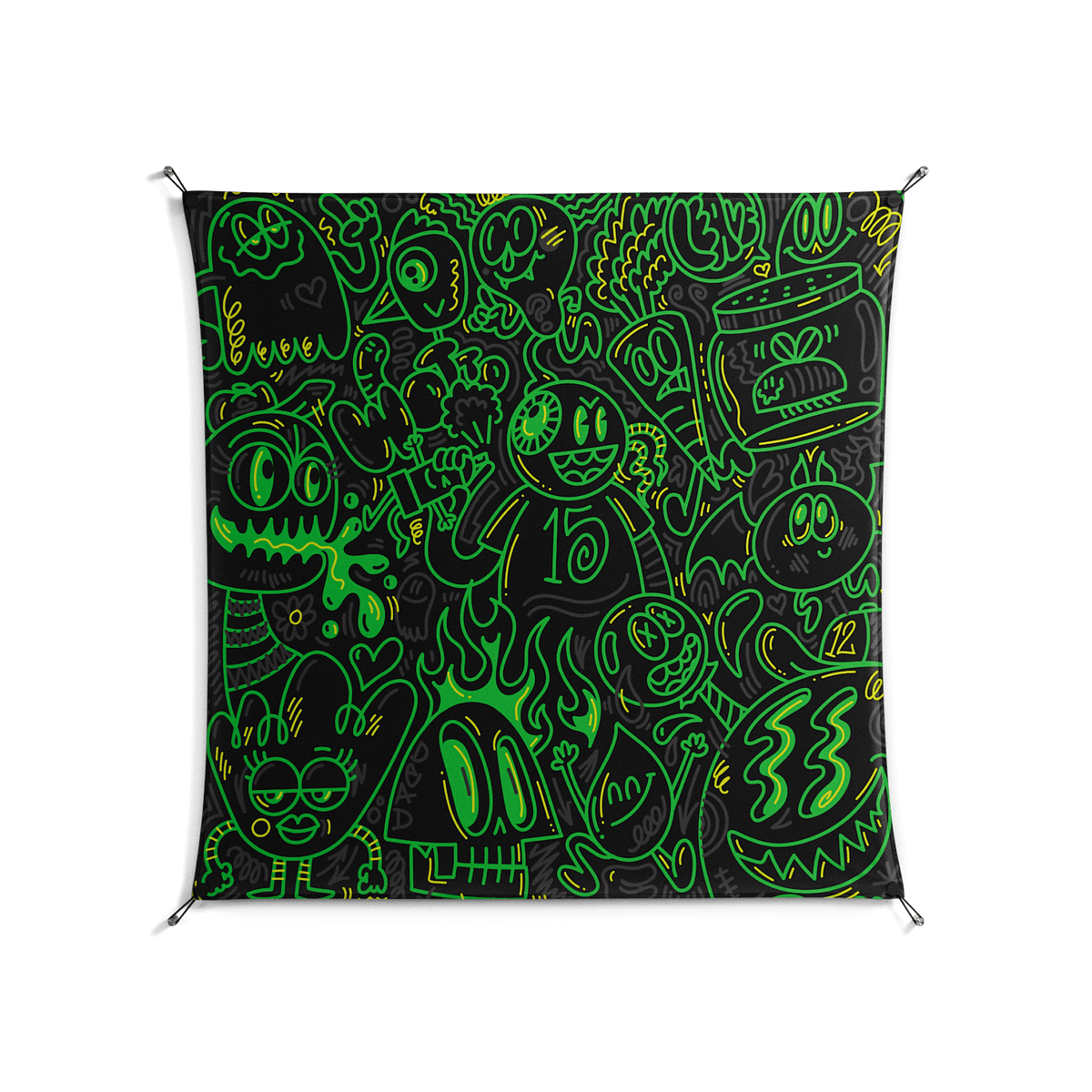 Wottosque Green - Work On Wall - Craig Watkins - Black - 140 x 140 cm