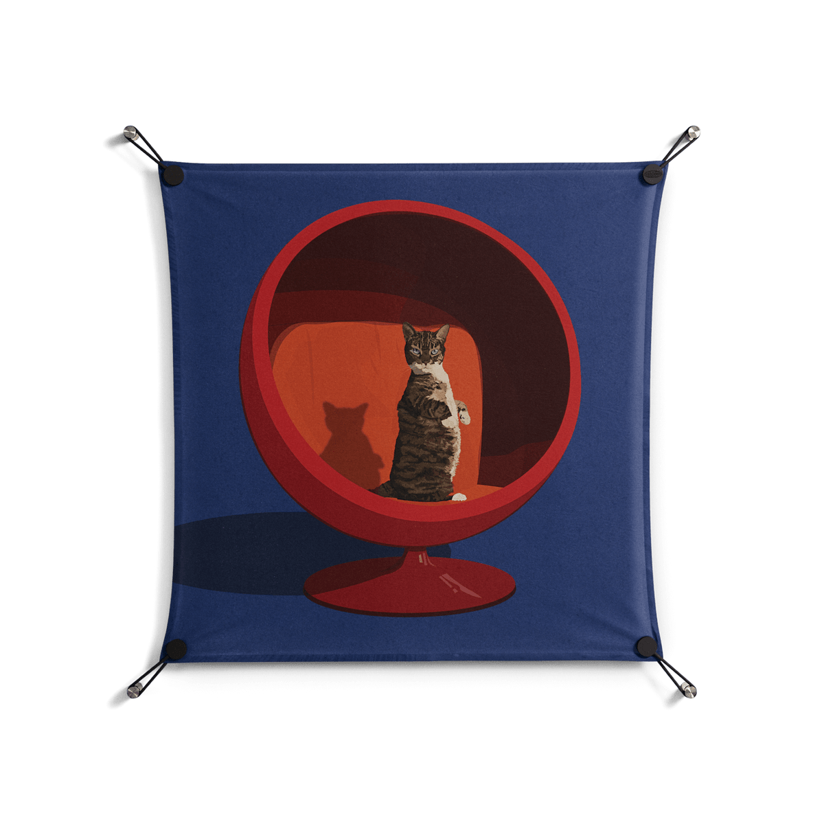 Cat in Chair C - Work On Wall - Kristin Eriksson - Black - 70 x 70 cm