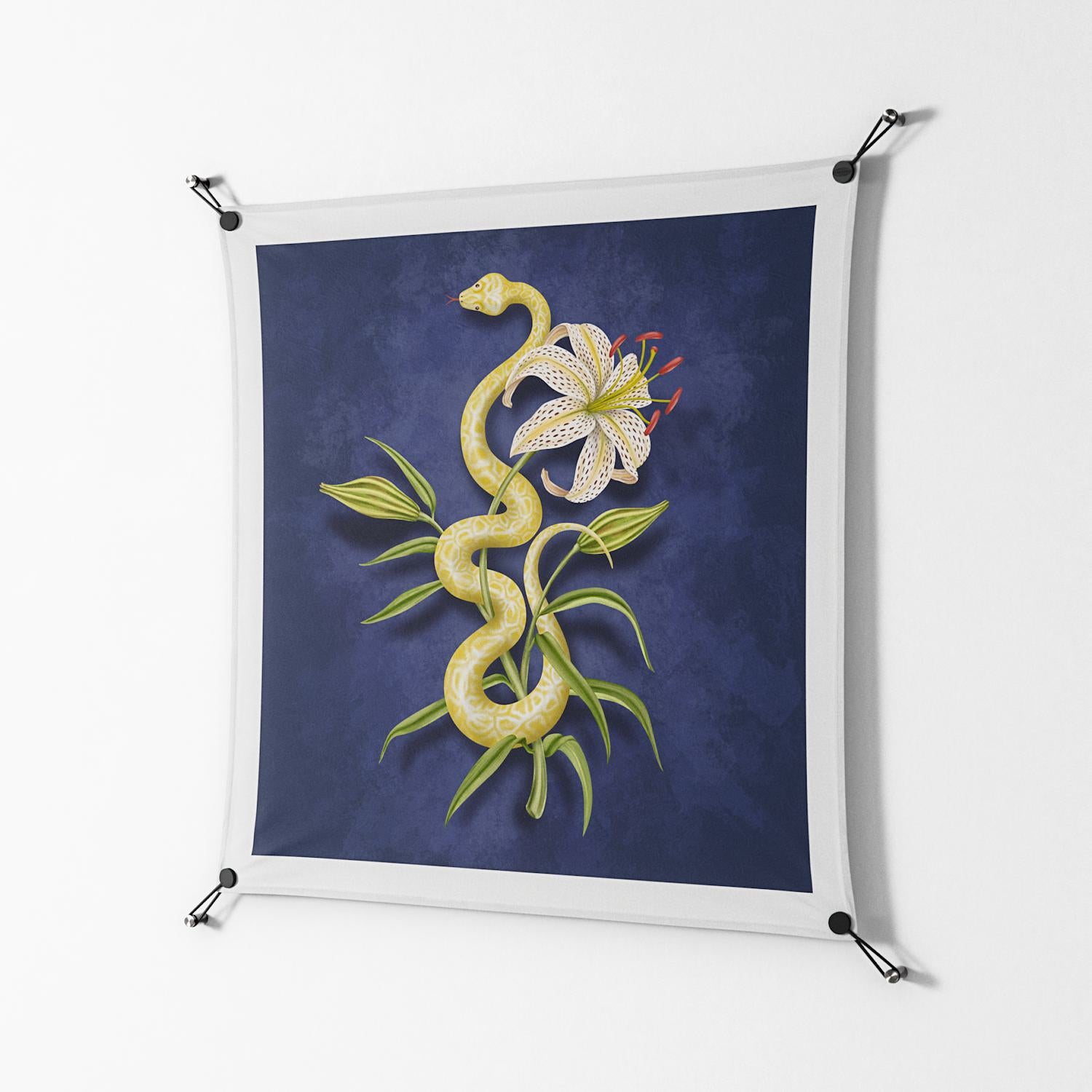 Snake Tigerlily - Work On Wall - Amy Suther - Black - 90 x 90 cm