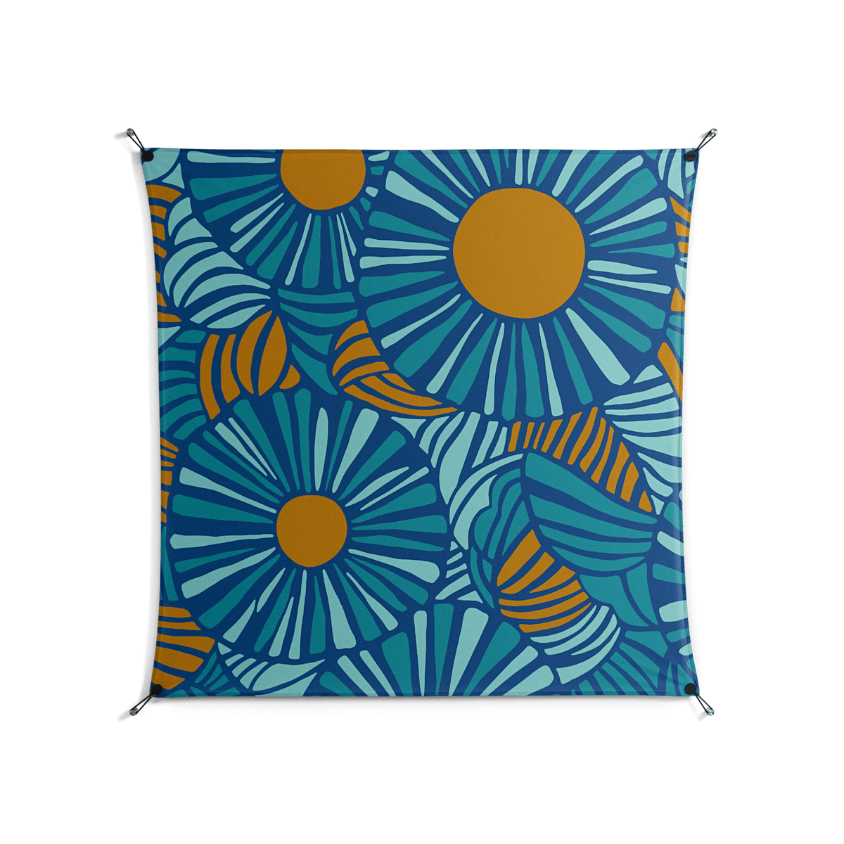 Bellis Bounty Blue - Work On Wall - Amy Suther - Black - 140 x 140 cm