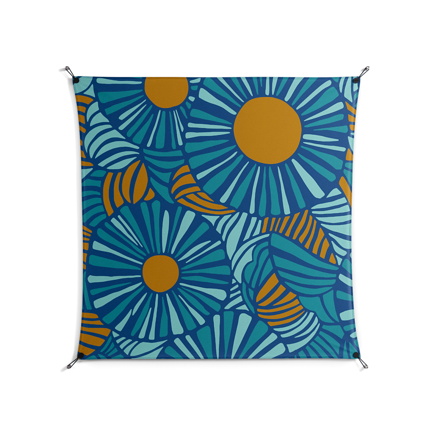 Bellis Bounty Blue - Work On Wall - Amy Suther - Black - 140 x 140 cm